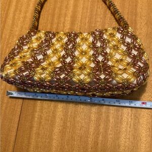 Chic Gold and Brown Beaded Clutch